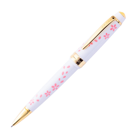 Cross Bailey Light Cherry Blossom Glossy White Resin Ballpoint Pen - Professional Pen for Effortless Writing - Journaling, Note-Taking & More - Black Ink - Easy Handling - Includes Gift Box