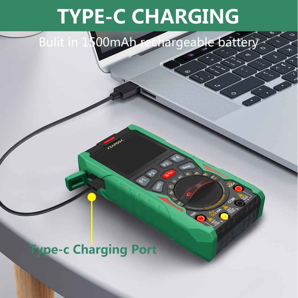 YEAPOOK 3 in 1 Handheld Digital Oscilloscope Multimeter Portable Oscilloscopes, 12MHz Bandwidth, 50MSa/s Sampling Rate with Multimeter and Signal Generator (YP101A)