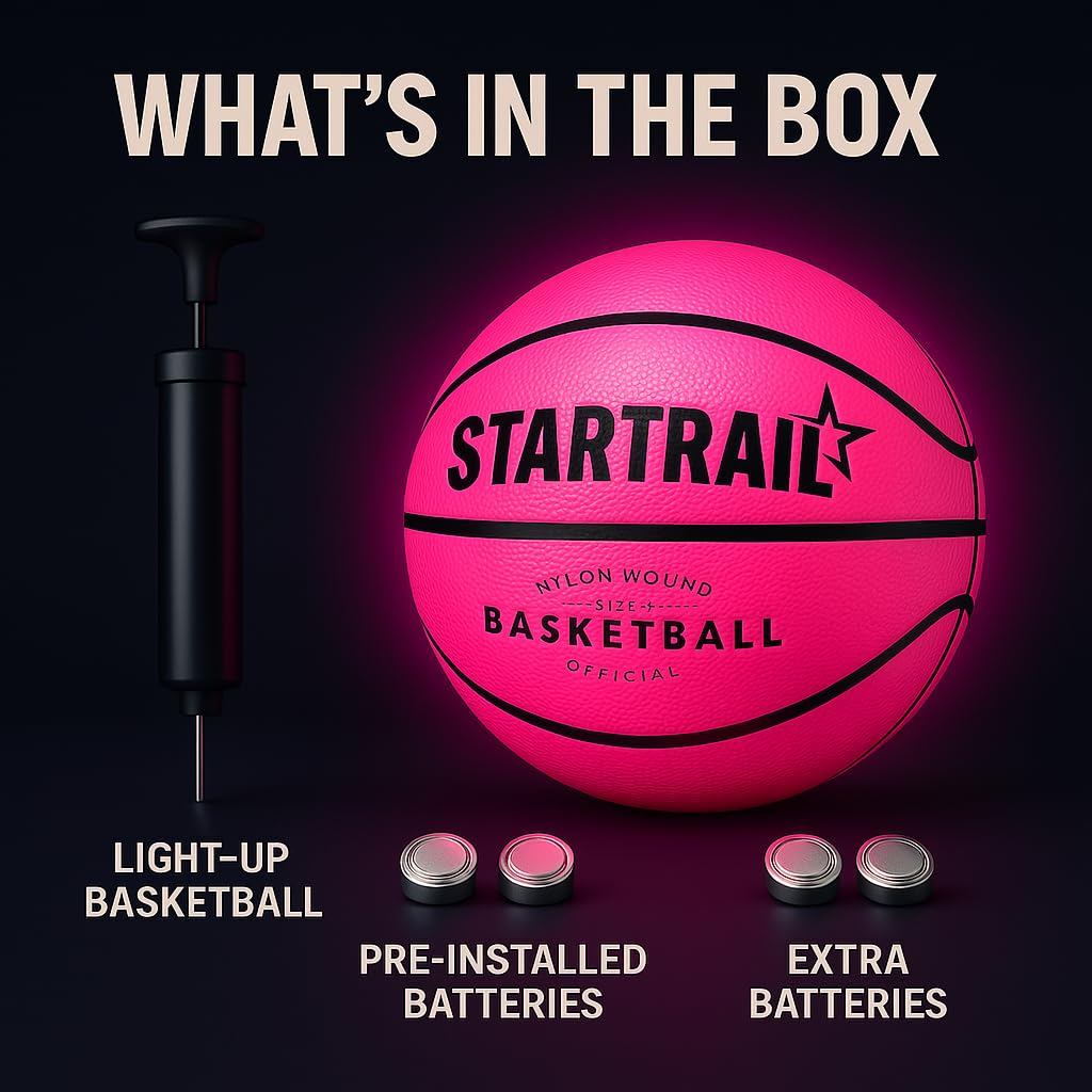 Glow in the Dark Basketball - LED Light Up Basketball - Sports Gear Accessories Gift for Girls Age 8-15+ | Extra Battery and 3 Pumps Included | Girls Teen Gift for Ages 8-15+ | Outdoor Sports Gear