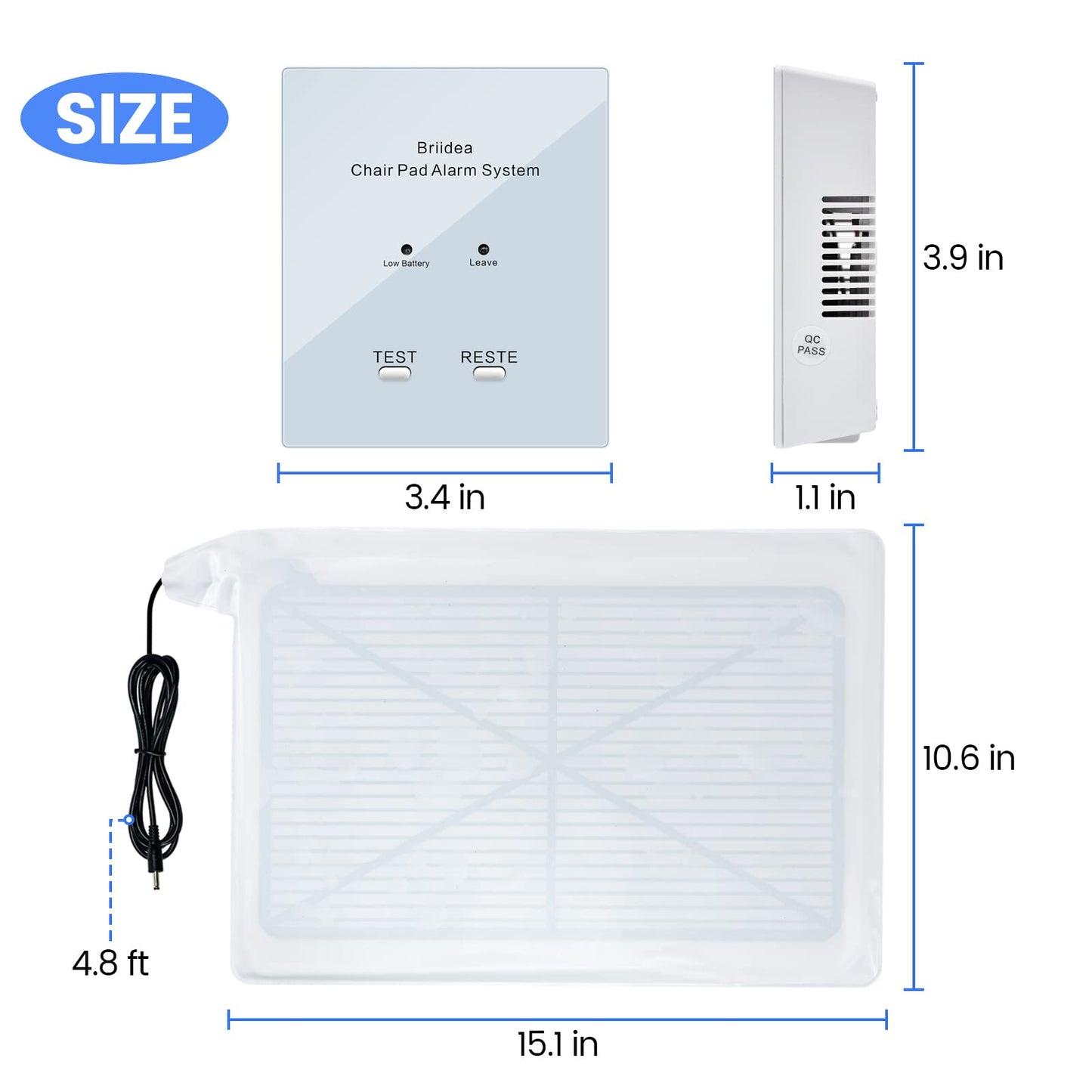 Chair Alarm for Elderly Dementia Patients, Briidea Chair Alarms and Fall Prevention for Elderly, Dual Protection of Lighting and Sound, Easy to Clean, Protecting The Safety of Wheelchair Users