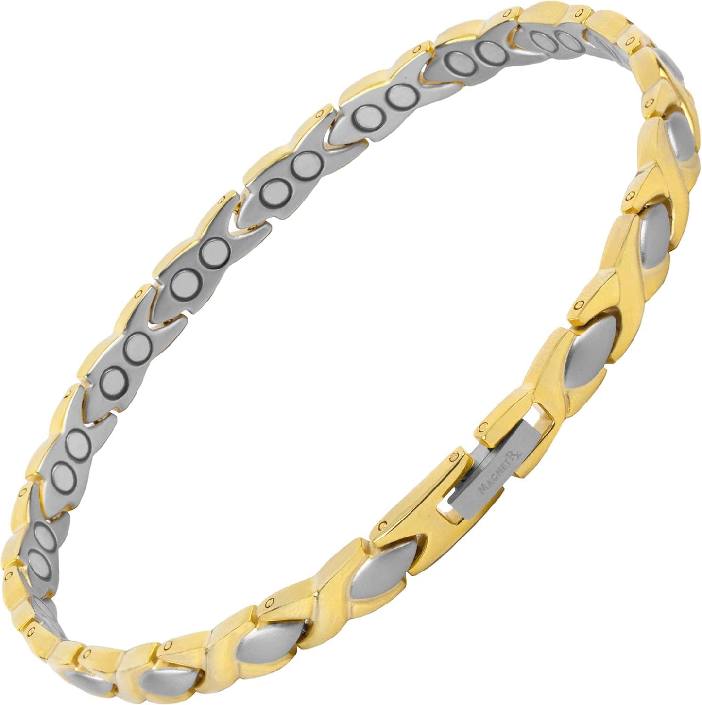 MagnetRX Titanium Magnetic Bracelet – Ultra Strength Magnets Anklet for Women (Silver & Gold)