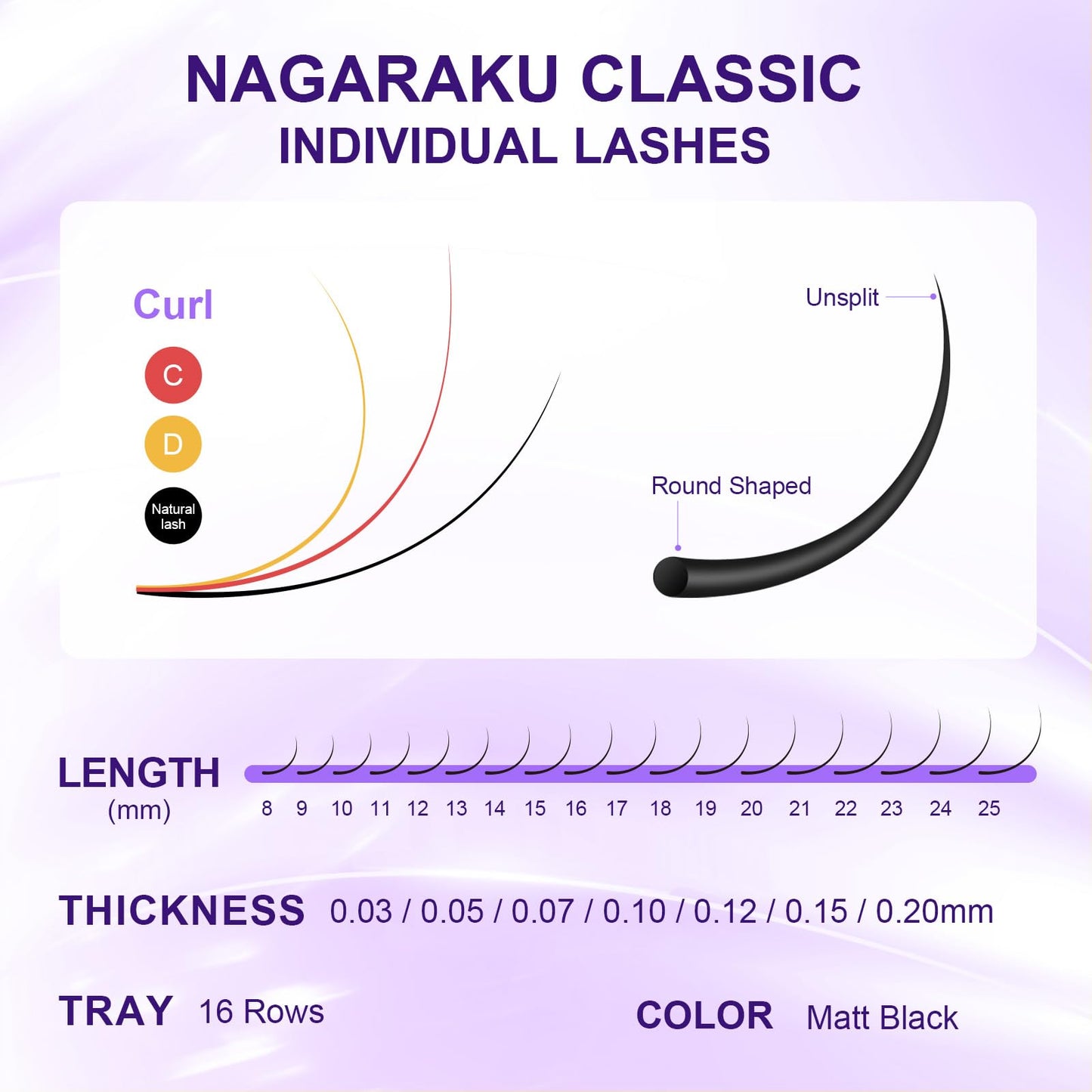 NAGARAKU 5 Trays Eyelash Extensions 0.03mm D 11/12/13/14/15mm in 1 pack Classic Individual Lashes Soft Natural Professional Faux Mink 16 rows