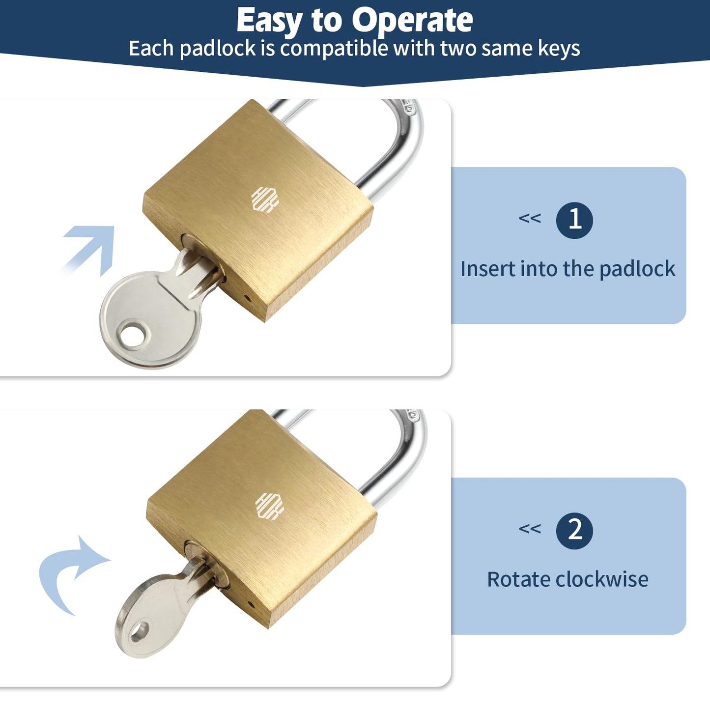 HOX 12-Pack Keyed Padlock, Waterproof and Rustproof, Solid Brass Lock with 1-1/4" Wide Body, Padlock with Keys for Storage Unit, Sheds, Garages and Fence
