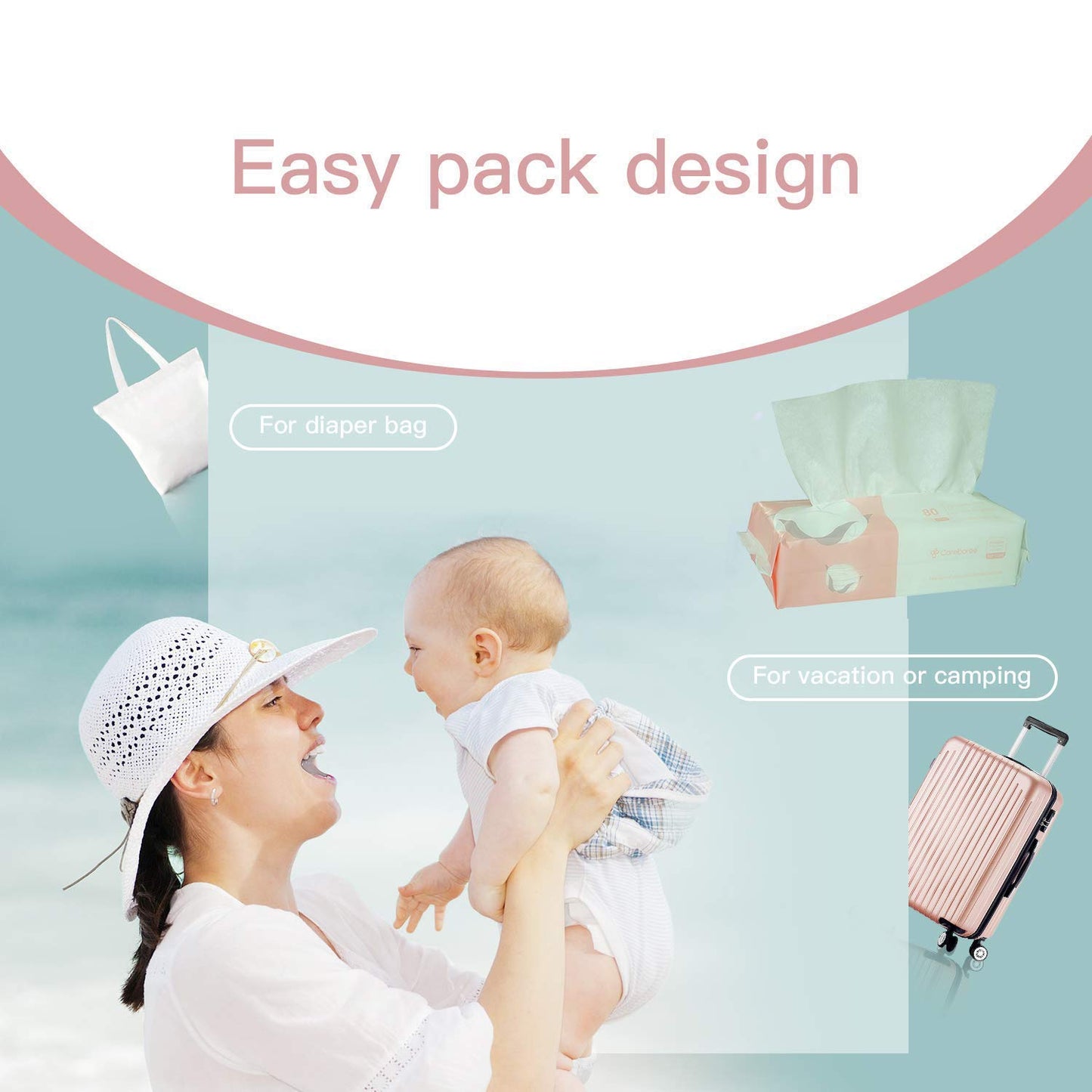 Careboree Extra Thick Dry Wipe, Disposable Face Drying Towel 100% Cotton, Lint-Free Cotton Tissues (5 Pack)