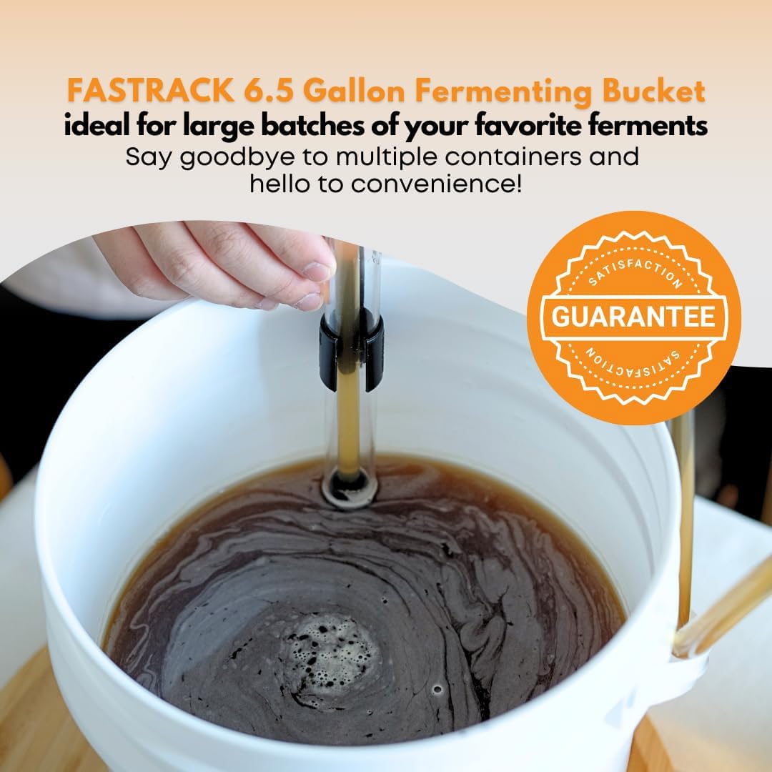 FastRack 2-Pack 6.5 Gallon Fermentation Bucket with Lid & Airlocks | White | BPA-Free Food-Grade HDPE Brew Buckets with Grommeted Lids for Beer, Wine, Mead & Cider