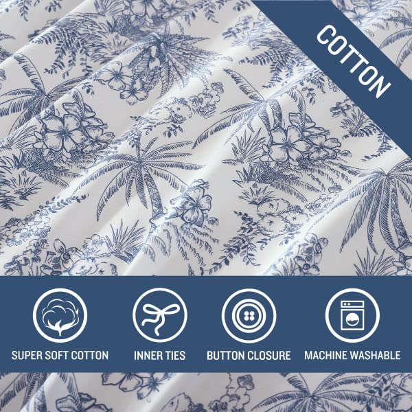 Tommy Bahama- Queen Duvet Cover Set, Reversible Cotton Bedding Set with Matching Shams, Coastal Bedding Set (Pen and Ink Blue, Queen)