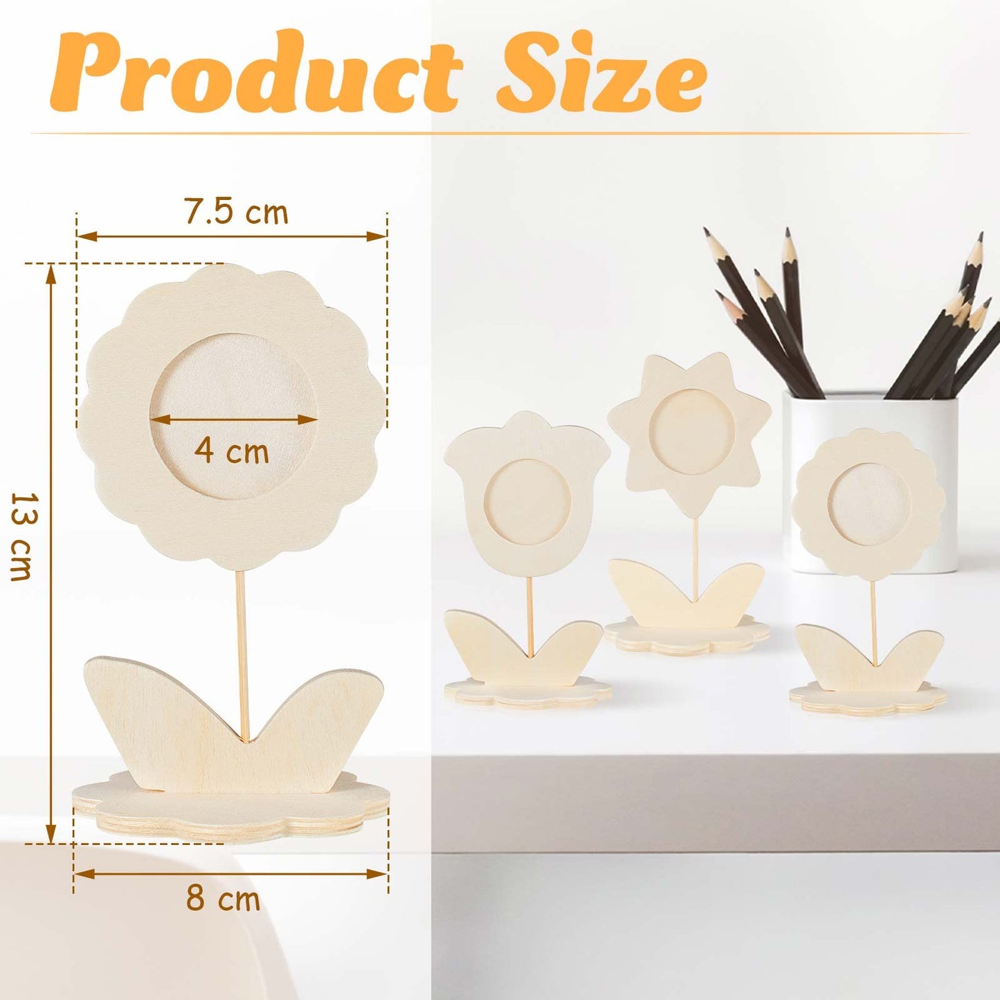 Juexica 24 Pcs DIY Wood Flower Shape Picture Frames Unfinished Solid Wood Picture Frames Painting Crafts Wooden Photo Frame for Kids Birthday Gift Arts Activities Decorative DIY Projects