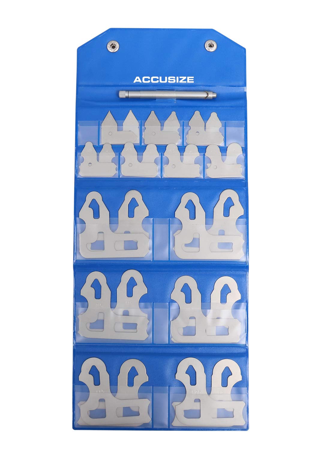 Accusize Industrial Tools 26 Pc Radius Gauge Set Metric 0.5 mm -13.0 mm Gauges with Holder, 3602-5026