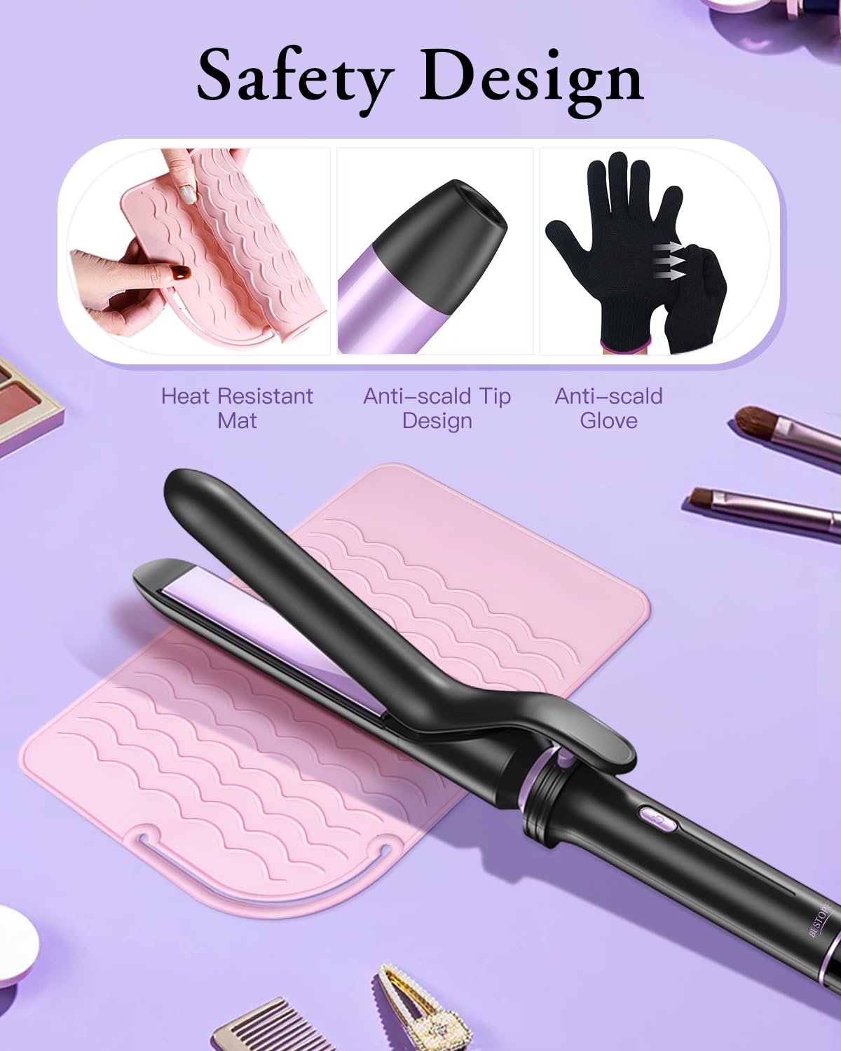5 in 1 Curling Iron, Curling Wand Set with Thermal Brush, Flat Iron Hair Straightener, 3 Ceramic Curling Irons (0.35"-1"), 13 Adjustable Temps, Hair Curler Waver with Heat Resistant Mat, Glove, Clip