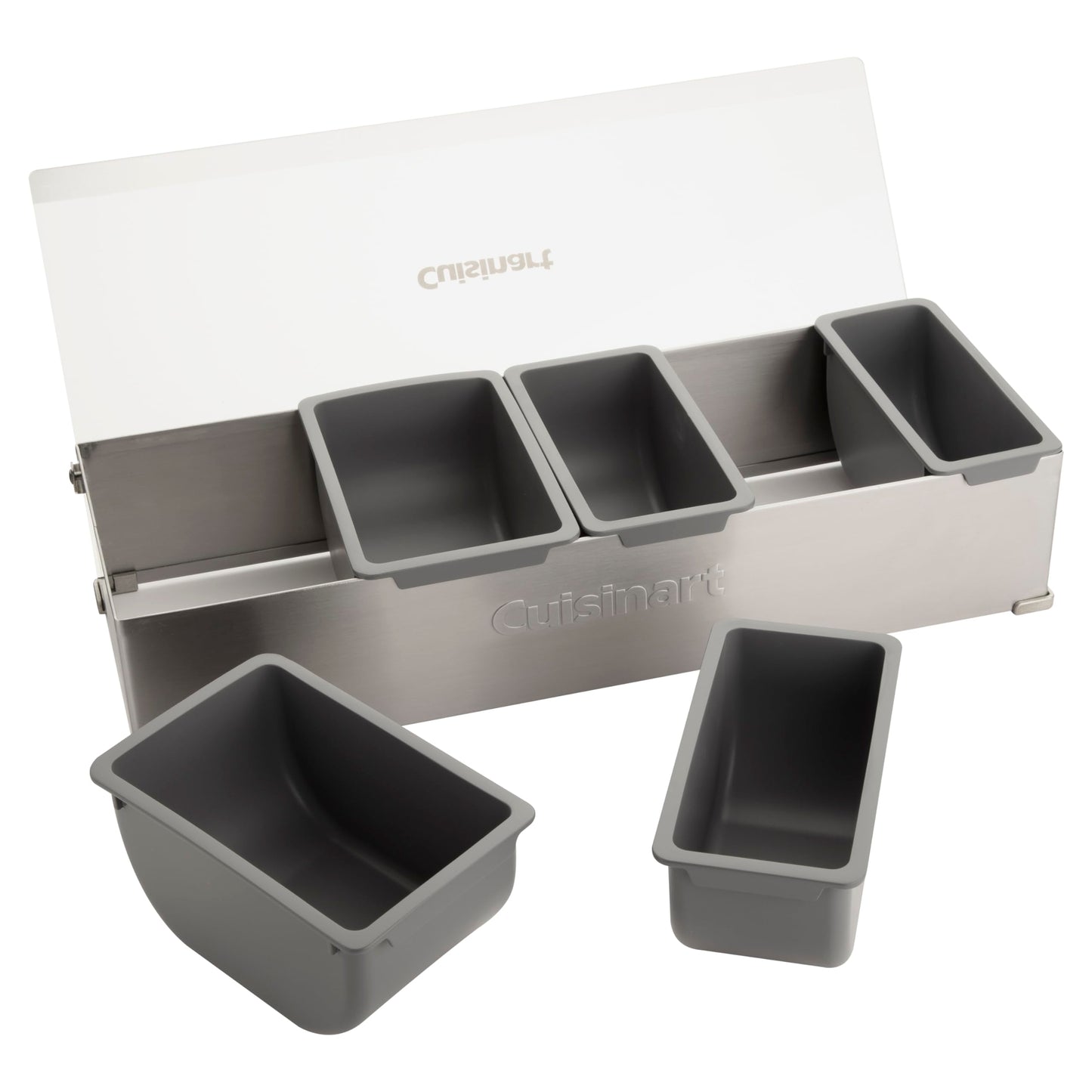 Cuisinart Condiment & Topping Station, 5 Dishwasher Safe Containers for Toppings & Condiments, Versatile Fresh Food Prep Station with Clear Lid, Perfect for BBQs, Burgers, Tacos, Pizza & Omelets