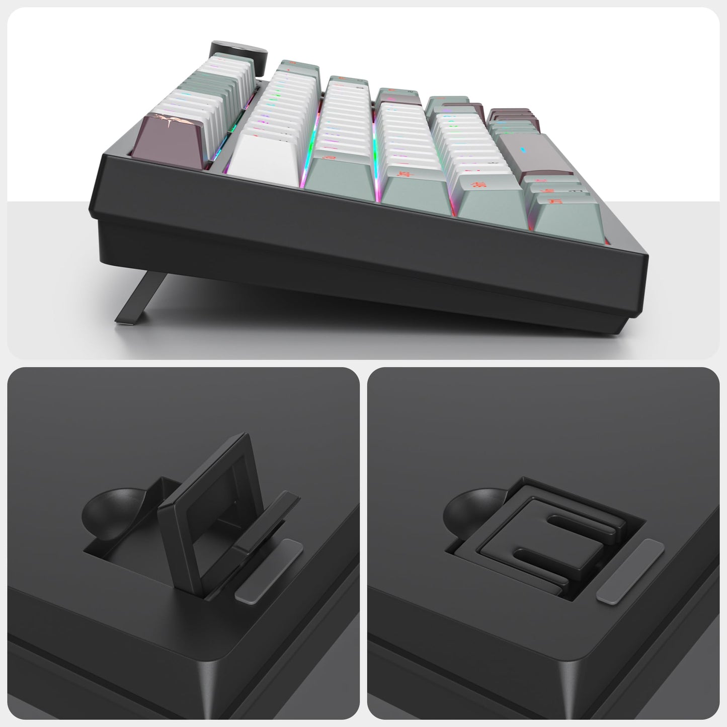 75% Wired Keyboard with Knob, 75 Percent Gaming Keyboard Hot Swappable Gasket Mount,Red Switch,RGB Backlit 82 Keys TKL Mechanical Keyboard,NKRO Compact Keyboard for PC Laptop Windows Gamer(Mist)