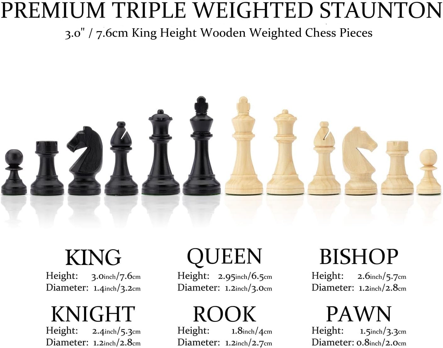 A&A Premium Natural Walnut Folding Chess Board Game Set, 15" Wooden Chess Board & 3" King Height Staunton Chess Pieces with 2 Extra Queens, Portable Travel Chess Set with Storage Bag for Adults & Kids