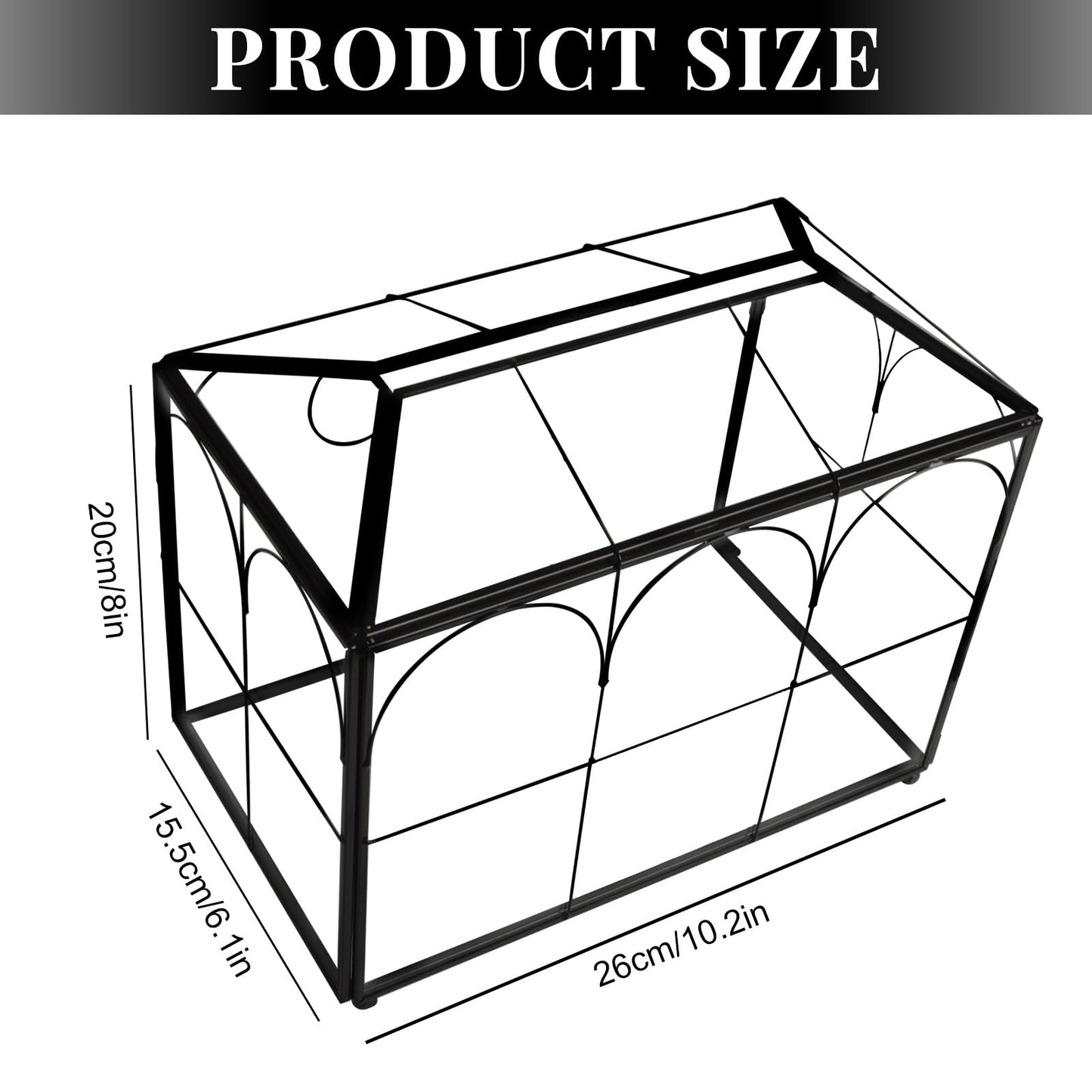 Gimotar Large Black Glass Card Box with Lock and Slot - Wedding Envelope Card Holder for Reception - Clear Lock Box with Key - Geometric Handmade Vintage Card Box for Wedding Party (Medium-Black)