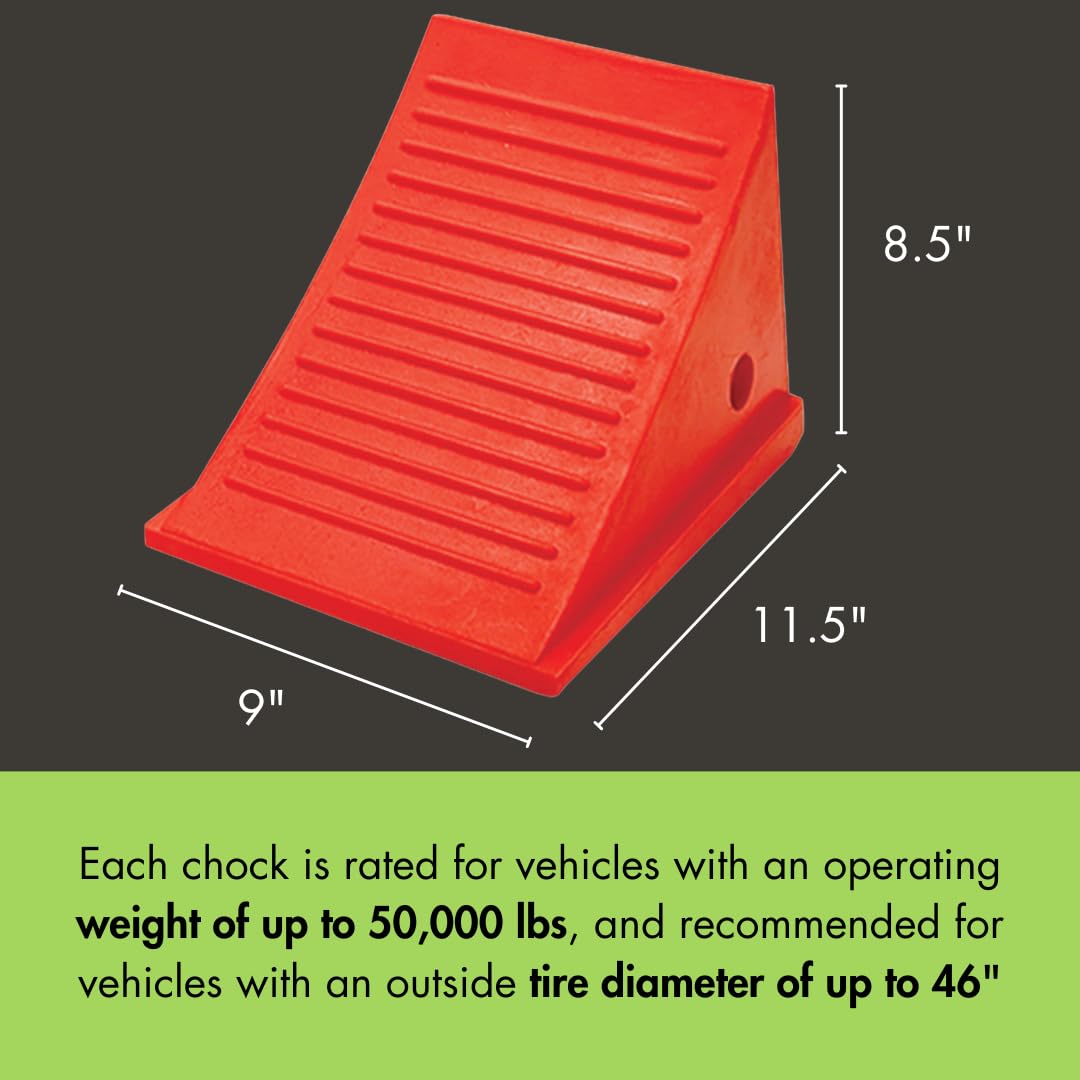 Checkers One Large Wheel Chock for 32-46" Tires, Heavy Duty Wheel Chocks for Semi Trucks, Utility, Tractor Trailer, 50k lb Load Capacity, Made in The USA, Polyurethane, UC1500-4.5