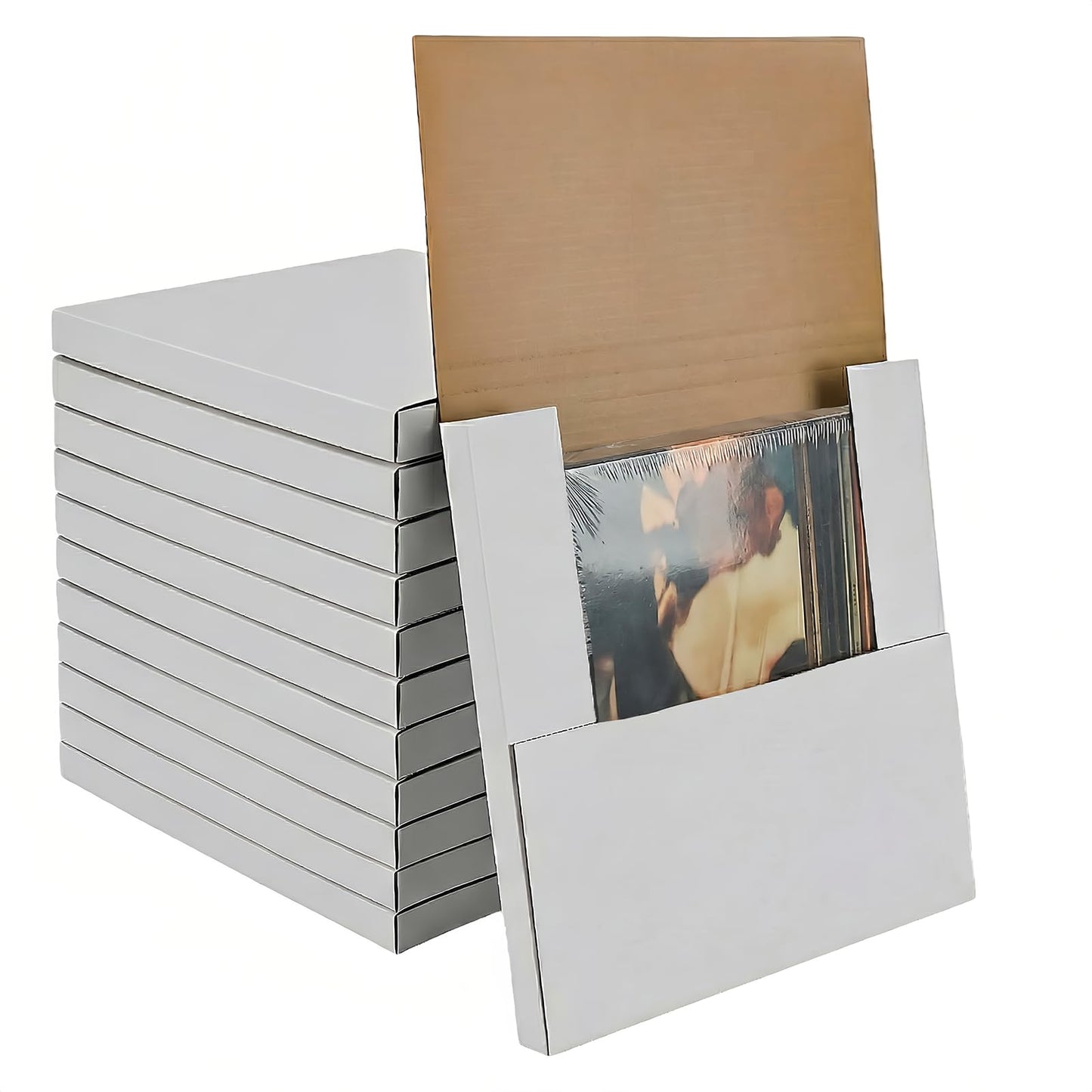 ZSZMFH 20 Pack Vinyl Record Shipping Boxes, 12.5" x 12.5" x 1" LP Record Mailer Boxes with Foam Pouches, Perfect for Mailing LP Records, Record Album Mailer, Album Box