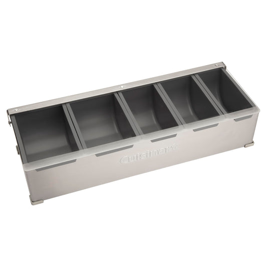 Cuisinart Condiment & Topping Station, 5 Dishwasher Safe Containers for Toppings & Condiments, Versatile Fresh Food Prep Station with Clear Lid, Perfect for BBQs, Burgers, Tacos, Pizza & Omelets