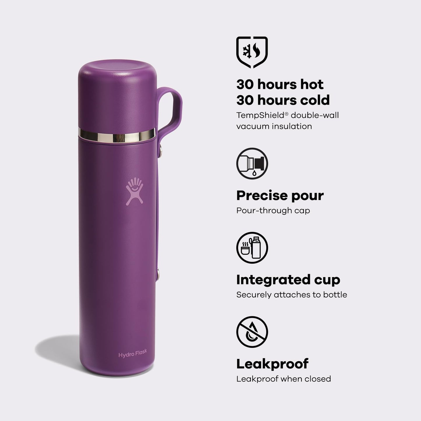 Hydro Flask Hot Flask & Cup – Insulated Stainless Steel, Hot Drink Travel Container for Coffee & Tea 36 Oz Agave Green