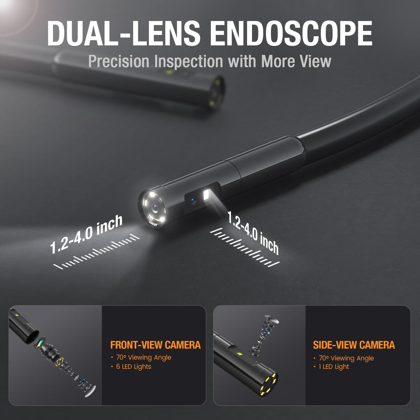 50ft Sewer Camera, Teslong 1080P Drain Plumbing Snake Inspection Camera with Light, 50 ft Flexible Borescope Endoscope Duct Fiber Optic Scope Cam
