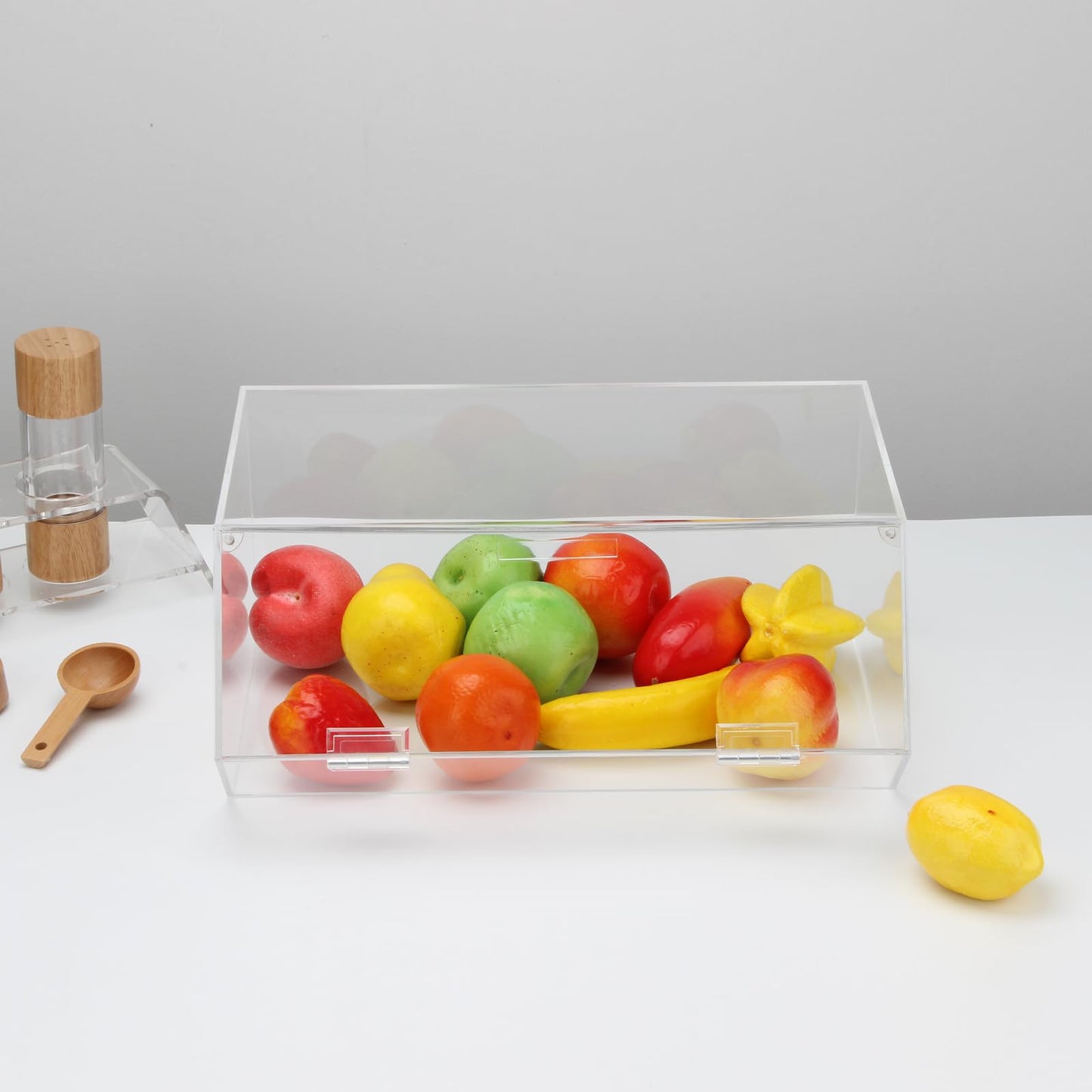 KVMORZE Acrylic Stackable Bakery Box with Non-Slip Mat, Pastry Display Case, Kitchen Pastry Container Display, Portable Storage Holder Stand for Baked Goods, Fruits, Vegetables, 15.3" x 10.4" x6.7"