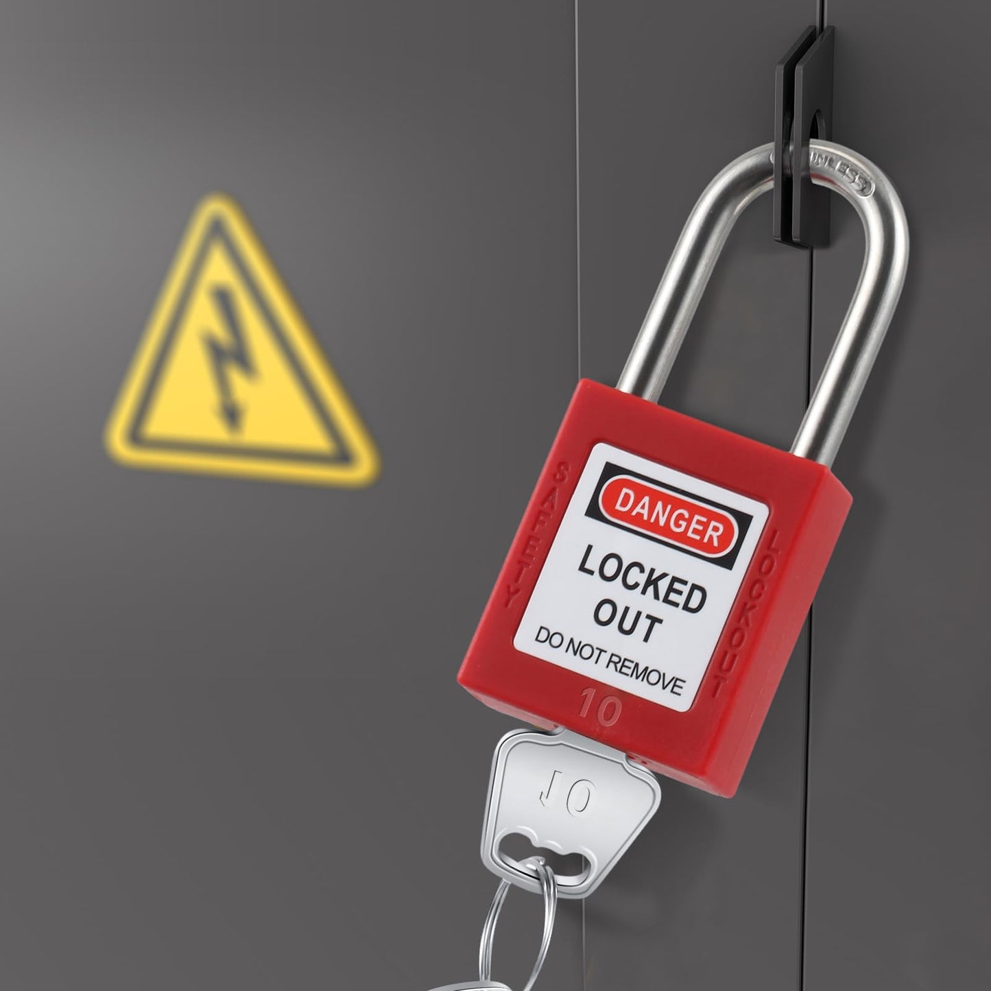 Landhoow 12 Set Lockout Tagout Locks Loto Locks Keyed Different Safety Lock, 2 Keys Per Lock, Tag Out Padlocks for Electrical Lockout Tag Out Stations and Devices Kits (Red)