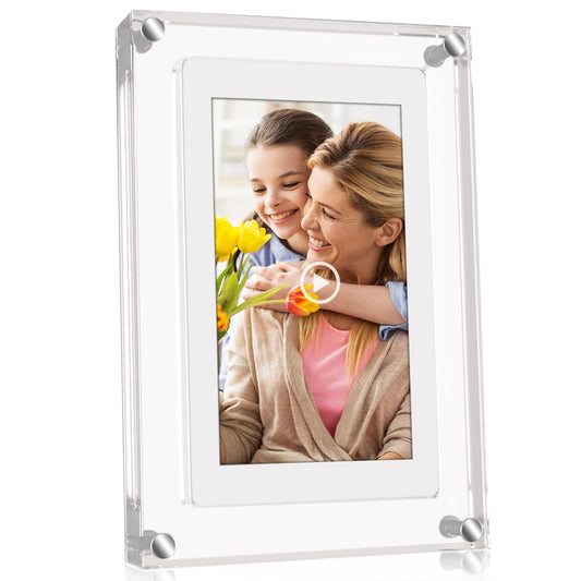 5 Inch Acrylic Picture Frame with 2GB Memory and 1000mAh Built-in Battery That Plays Slideshow Motion Video Frameo with Sound, Perfect for Home Decor and Heartfelt Gifts