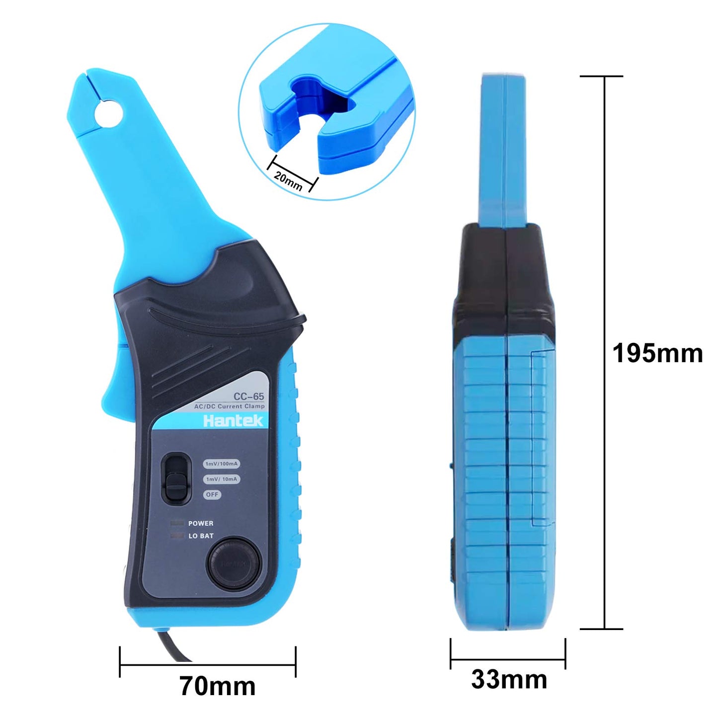 Hantek CC-65 AC/DC Multimeter Current Clamp Meter with BNC Connector Up to 20 kHz 20mA to 65A DC