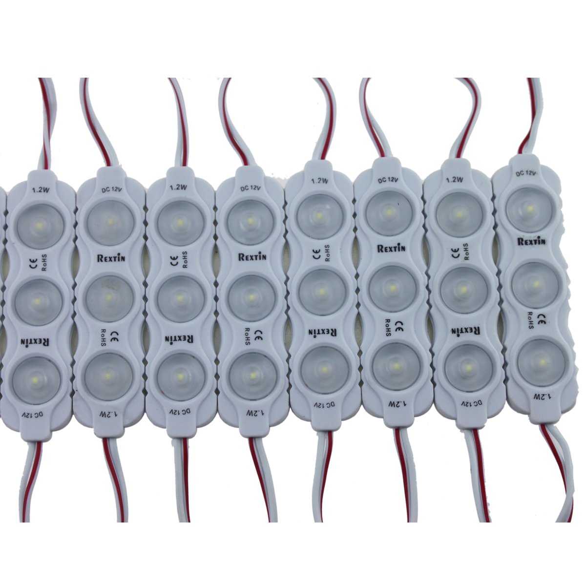REXTiN Super Bright 200pcs New Model 2835 3 LED Module 120-150LM Per Module Waterproof Decorative Light for Letter Sign Advertising Signs with Tape Adhesive Backside (White)