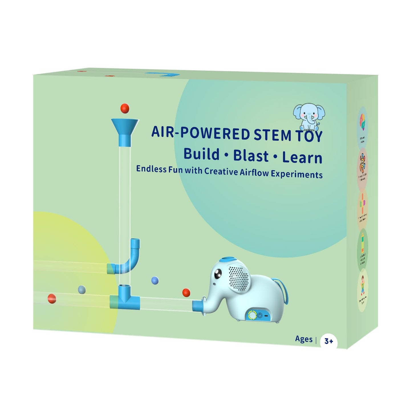 STEM Air-Powered Building Toys for Kids Ages 3 4 5 6 7 8+– Educational Air Tubes Toy& Turbine Set with 30 Foam Balls – Rechargeable Construction Kit for Boys & Girls – Fun Science Gift for Teens
