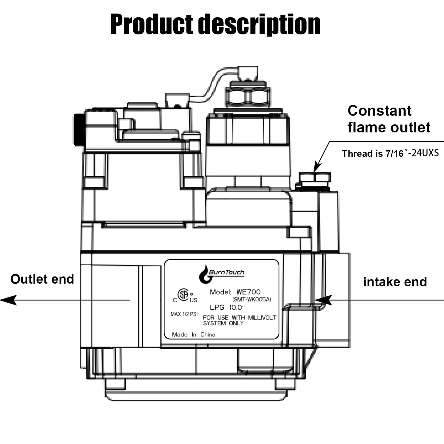 700-506 Gas Valve, Fast Opening, 200000 BTU/H, Combination Gas Valve, Inlet Filtered Screen, Pilot Outlet 1/4” Tubing, Standard NEMA Terminals, Widely Used in Natural Gas