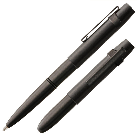 Fisher Space Pen Matte Black X-Mark Flat Cap Bullet Pen, Pressurized Ballpoint Pen, Compact Size, Writes Upside Down and in Extreme Temperatures, Black Ink, Medium Point, Pocket Clip, Made in the USA