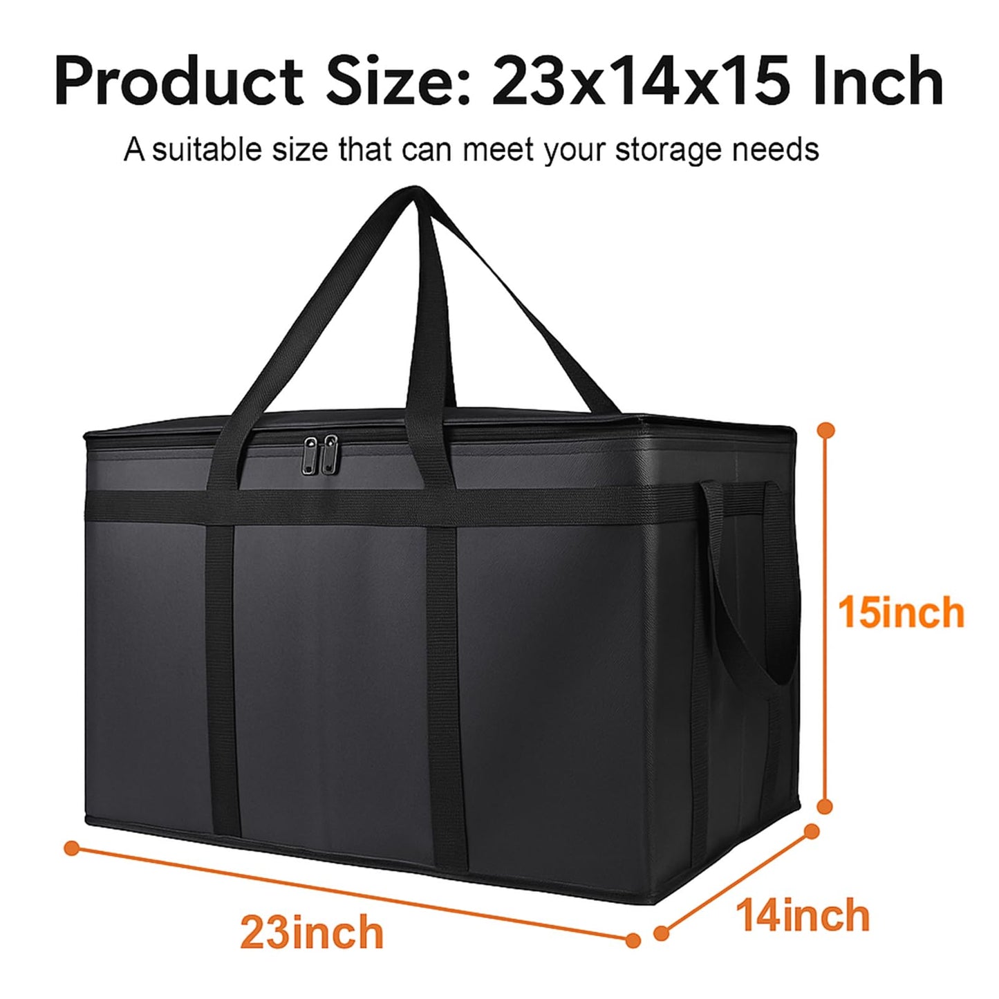 Bodaon Large 3-Pack Insulated Food Delivery Bag with hard bottom, XXXL Catering/Pizza Cooler Bags, Rideshare Delivery Bag, Thermal Cold/Hot Styrofoam Carrier for Travel/Shopping/Car