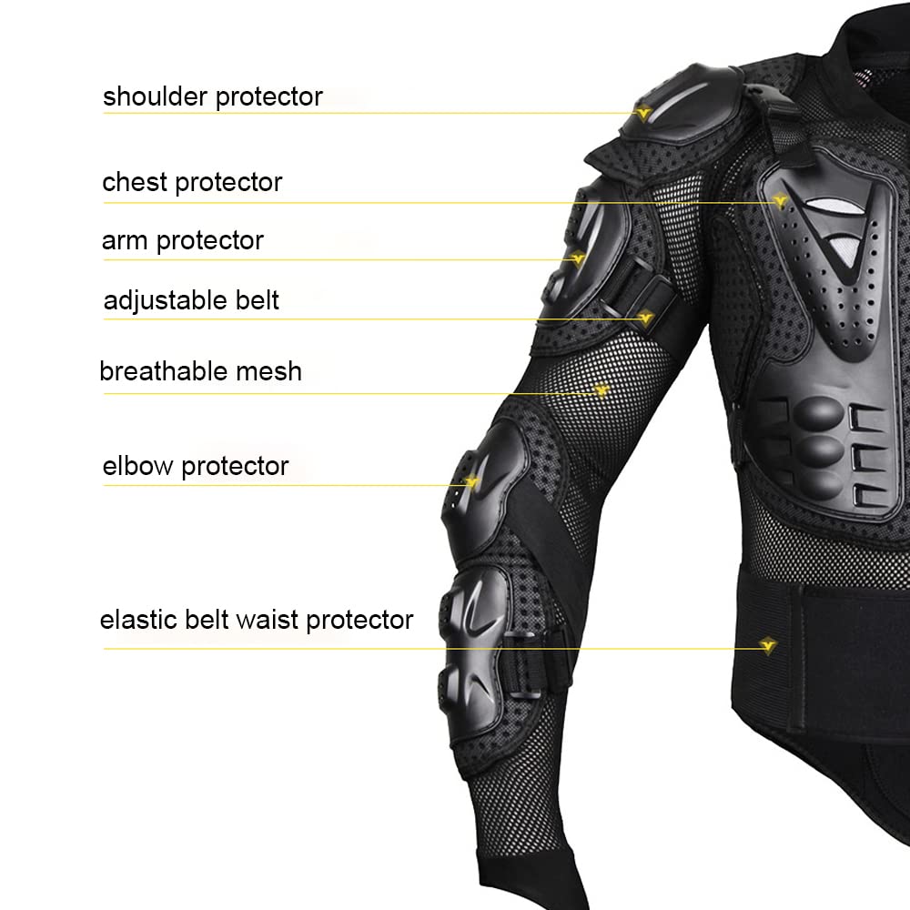 Adult Motorcycle Protective Jacket and Knee Pads, Motorcycle Accessories, Back Spine Chest Protector, Full Body Chest Armor for Motocross Dirt Bike Gear(XXL)