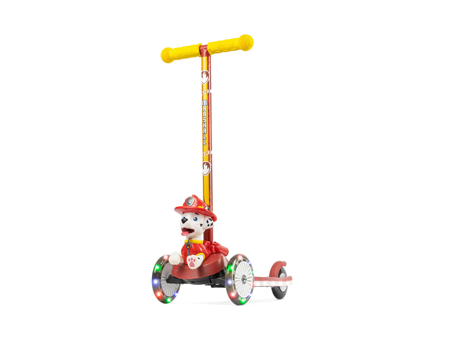Paw Patrol Marshall Kick Scooter for Kids, Self-Balancing 3 Wheeled Light Up Scooter with Extra Wide Anti-Slip Deck, Rear Brake, Lean to Steer, Lightweight Design, for Ages 3 and up, 75 LB Limit