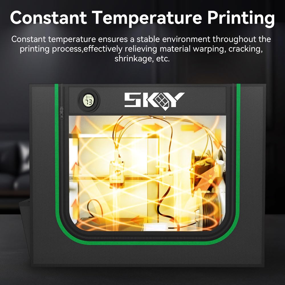 3D Printer Enclosure for Bambu Lab A1,A1 Mini with LED Light,Thermo-Hygrometer, Fireproof Dustproof Tent Constant Temperature Protective Cover,850 * 580 * 580mm