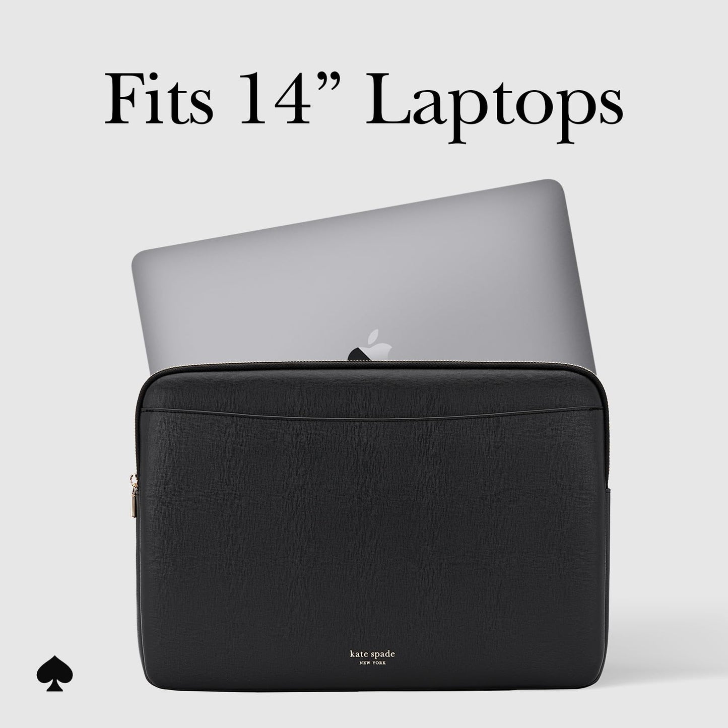kate spade new york Saffiano Laptop Sleeve 14 Inch - Black - Compatible with All MacBook M Series Devices up to 14 Inch