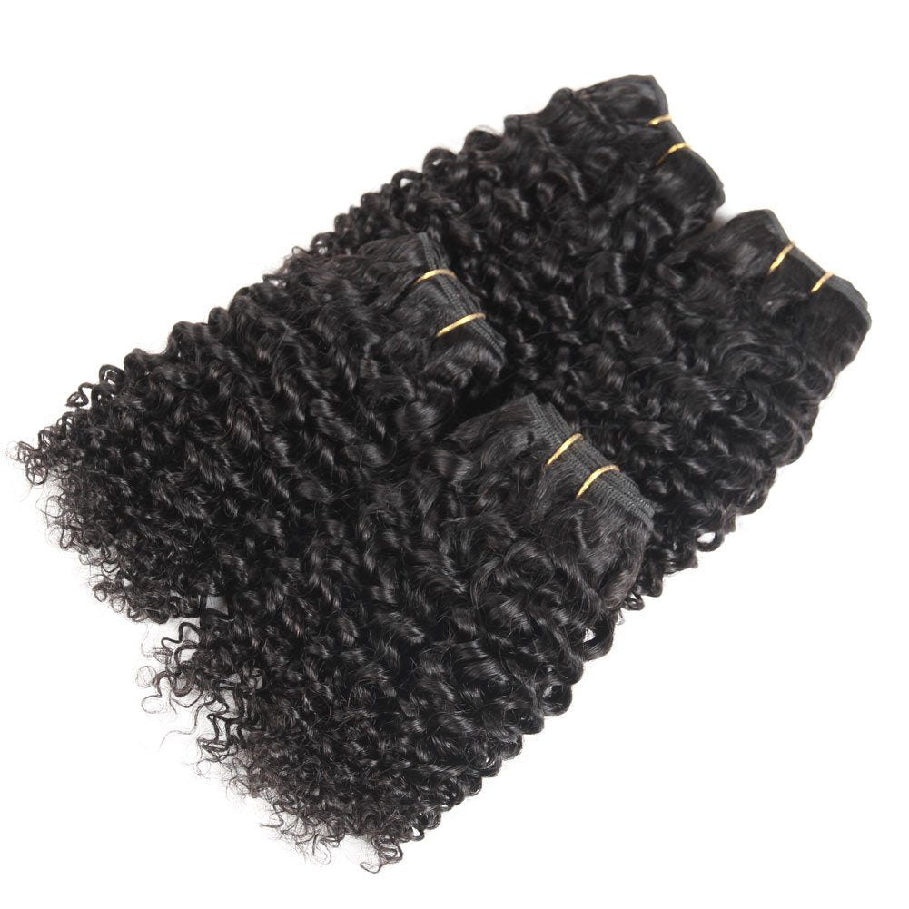 Brazilian Curly Bundles Human Hair Brazilian Kinky Curly Weave 4 Bundles Human Hair 100% Unprocessed Brazilian Virgin Human hair Natural Color (Curly Bundles, 4x8 Inch)