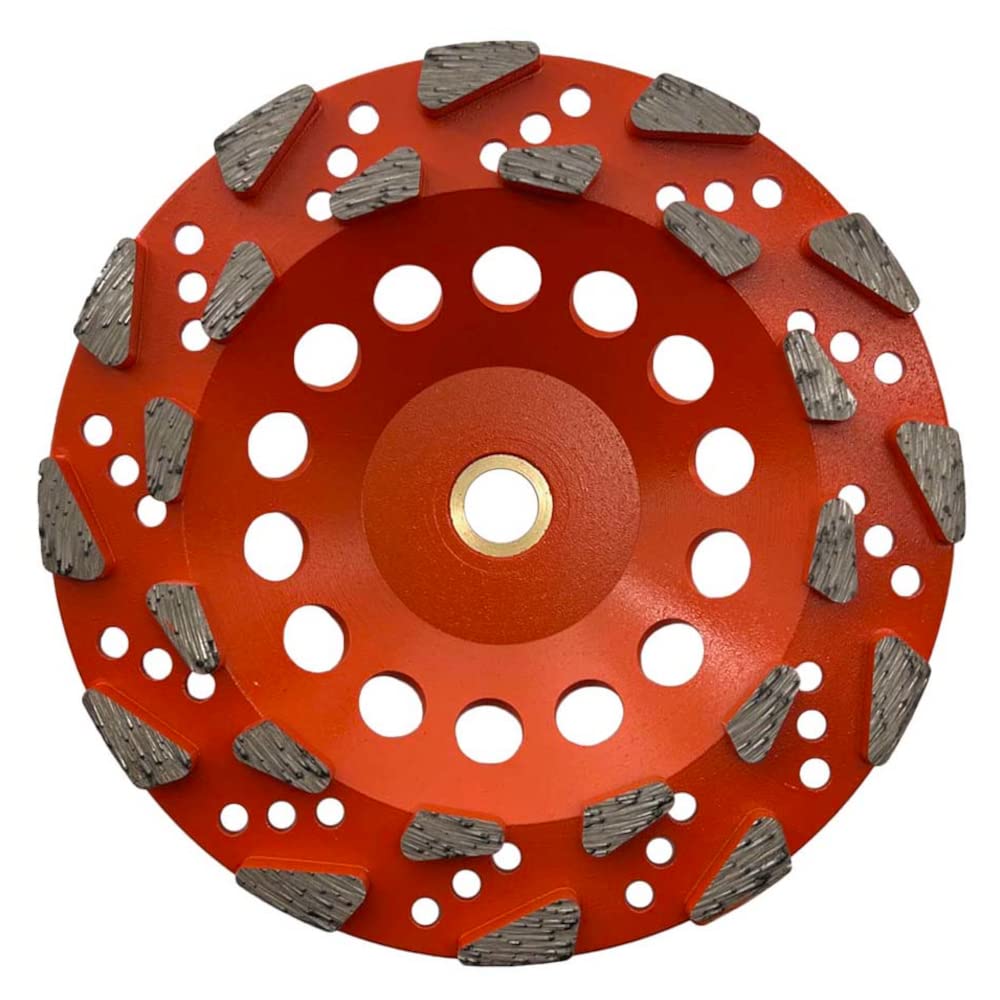 7" High Performance Diamond Grinding Wheels for Aggressive Concrete, Paint, Epoxy, Mastic & Coating Removal, #20/25 Grit, 24 Segments, 7/8"-5/8" Non-Threaded Arbor