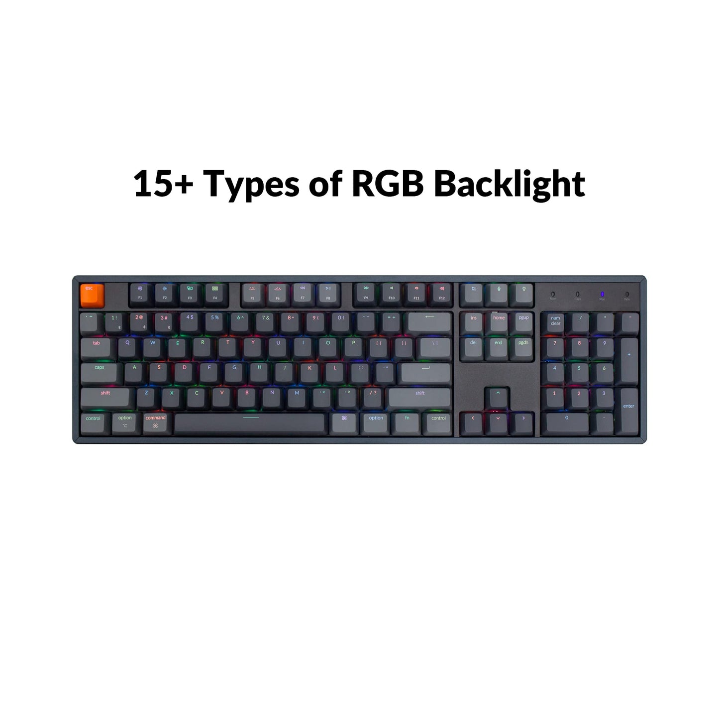 Keychron K10 Full Size 104 Keys Bluetooth Wireless/USB Wired Mechanical Gaming Keyboard for Mac with Gateron G Pro Red Switch/RGB Backlight/Multitasking Computer Keyboard for Windows, Aluminum Frame