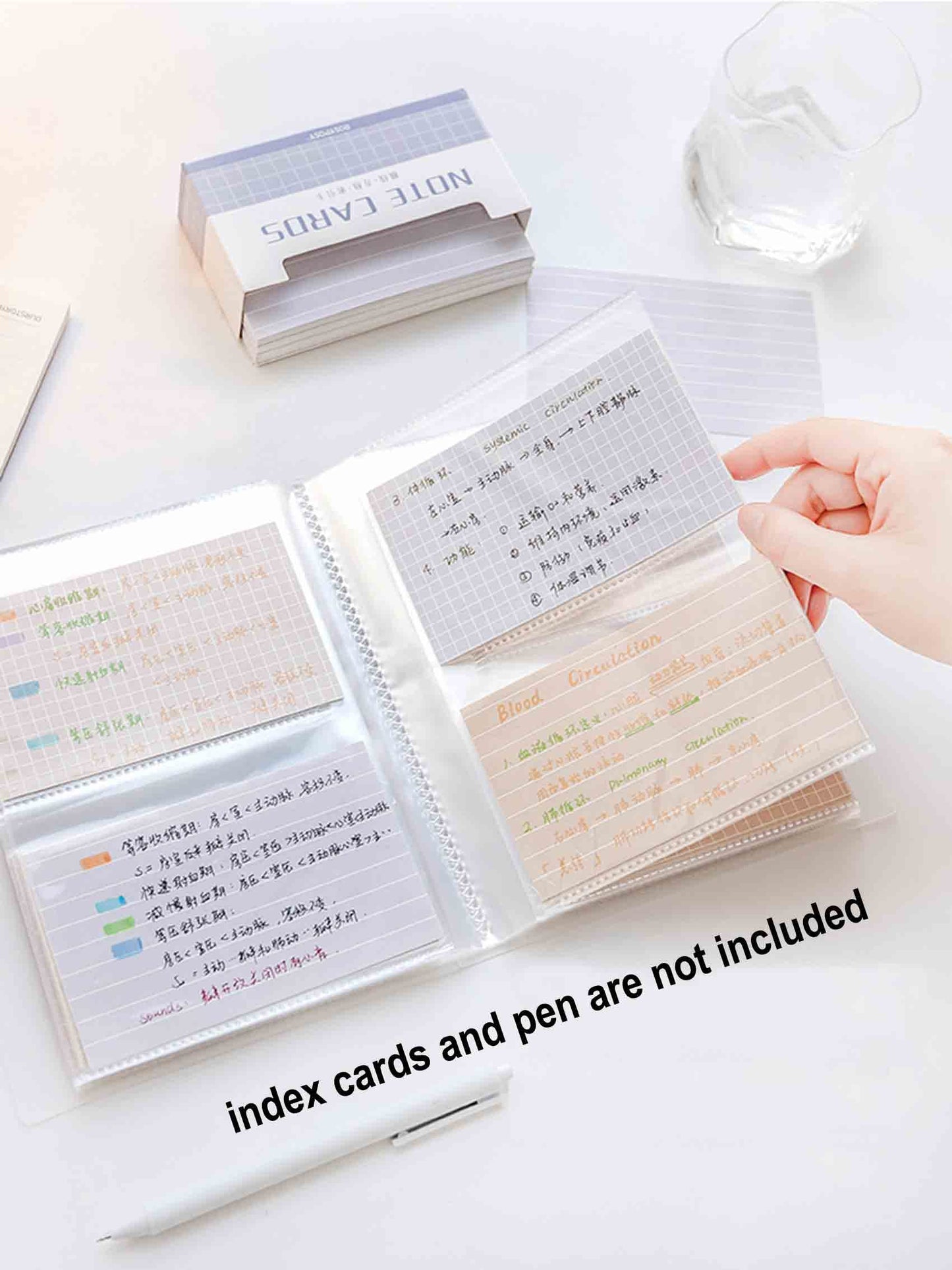 YOAVIP 3x5 Index Cards Clear Plastic Holder Organizer Pouches Book Binder 40 Page Hold 160 Cards 4 Pack
