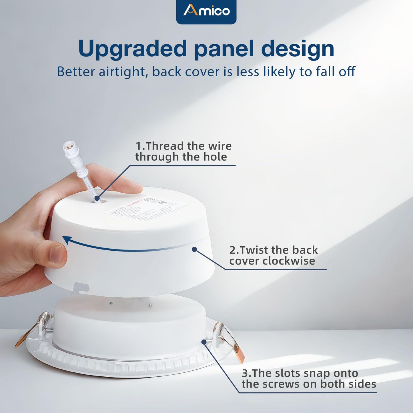 Amico 6 Pack 6 Inch 5CCT Gimbal LED Recessed Lighting, Directional Adjustable Ceiling Downlight, Angled Dimmable Canless Light with Jbox, 2700K-5000K Selectable, 15W 100W Eqv, 1100LM, ETL&FCC