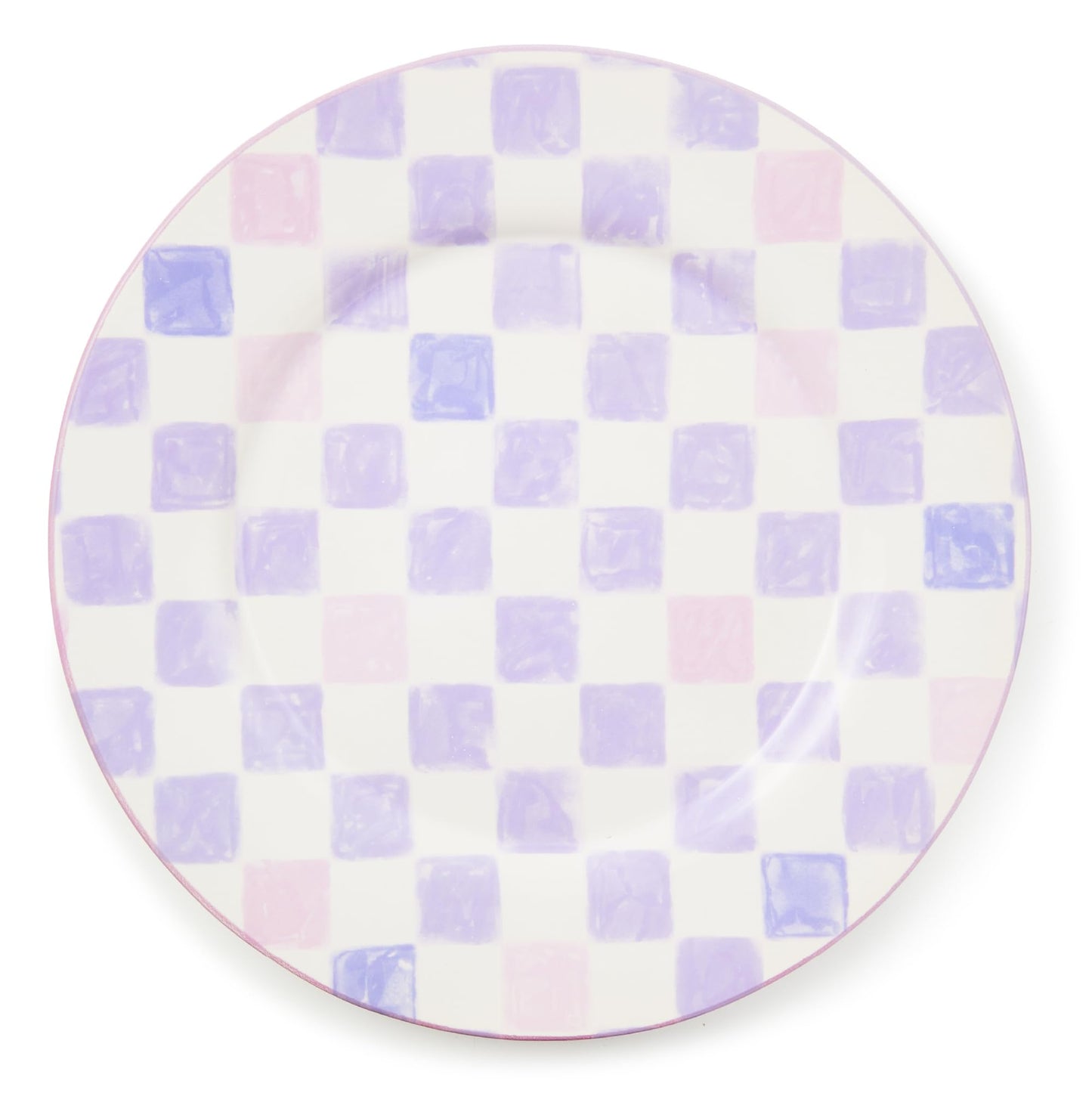 MACKENZIE-CHILDS Round Platter, Dishwasher-Safe and Microwave-Safe Stoneware Serving Platter, Lilac Check