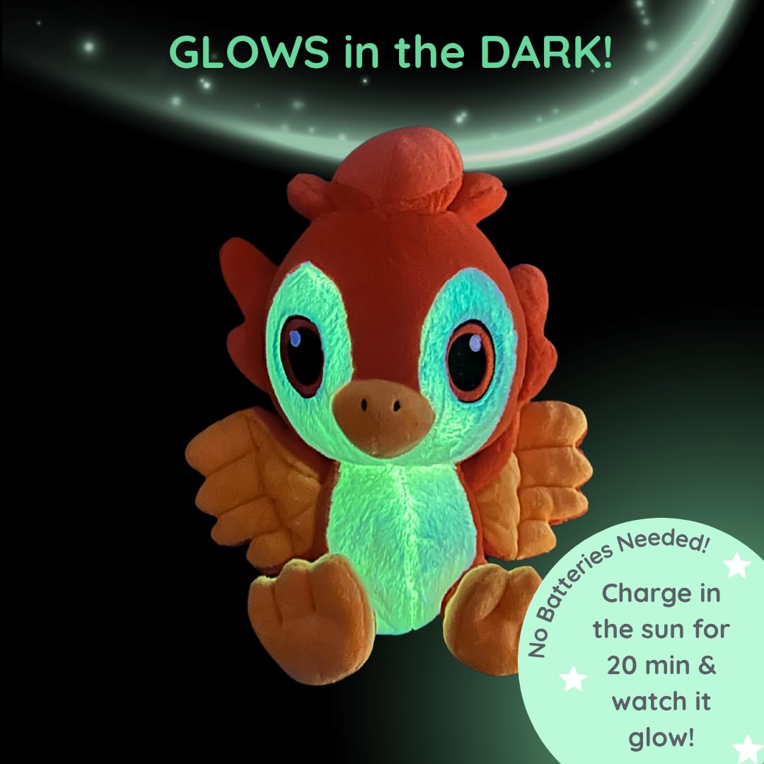 Warm Pals Scented Glow in the Dark Phoenix Plush, Cozy Microwavable and Freezable Plush Toys Filled with Natural Grains and Lavender, Heatable and Coolable Bedtime Comfort Weighted Stuffed Animal