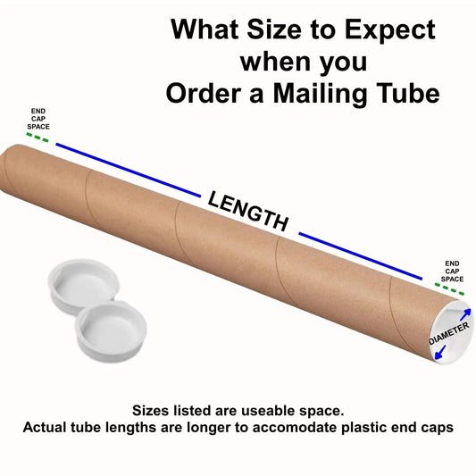 12-Pack Mailing Tubes with Caps, 2"W x 24"L Kraft Paper Poster Tube for Shipping, Packing, Bulk Round Packaging, Cardboard Mailers, Art Prints, Maps, Blueprint (Kraft)