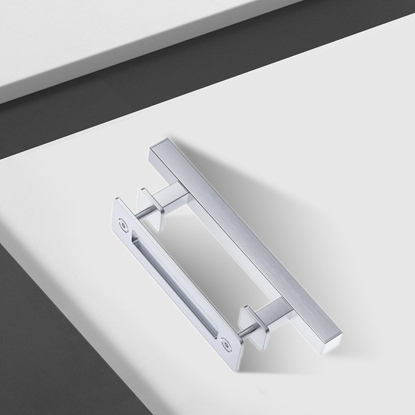 EaseLife 12" Stainless Steel Sliding Barn Door Pull Handle with Flush Hardware Set,Double Sided,Brushed Finish,Square,2 Pack