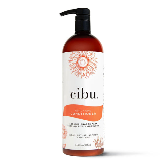 CIBU Curl + Coil Conditioner Cleanses, Hydrates, Revitalizes, Detangles & Preserves Natural Curl + Coil for Frizz-Free Smooth Manageable Hair (Conditioner, 1 Liter)