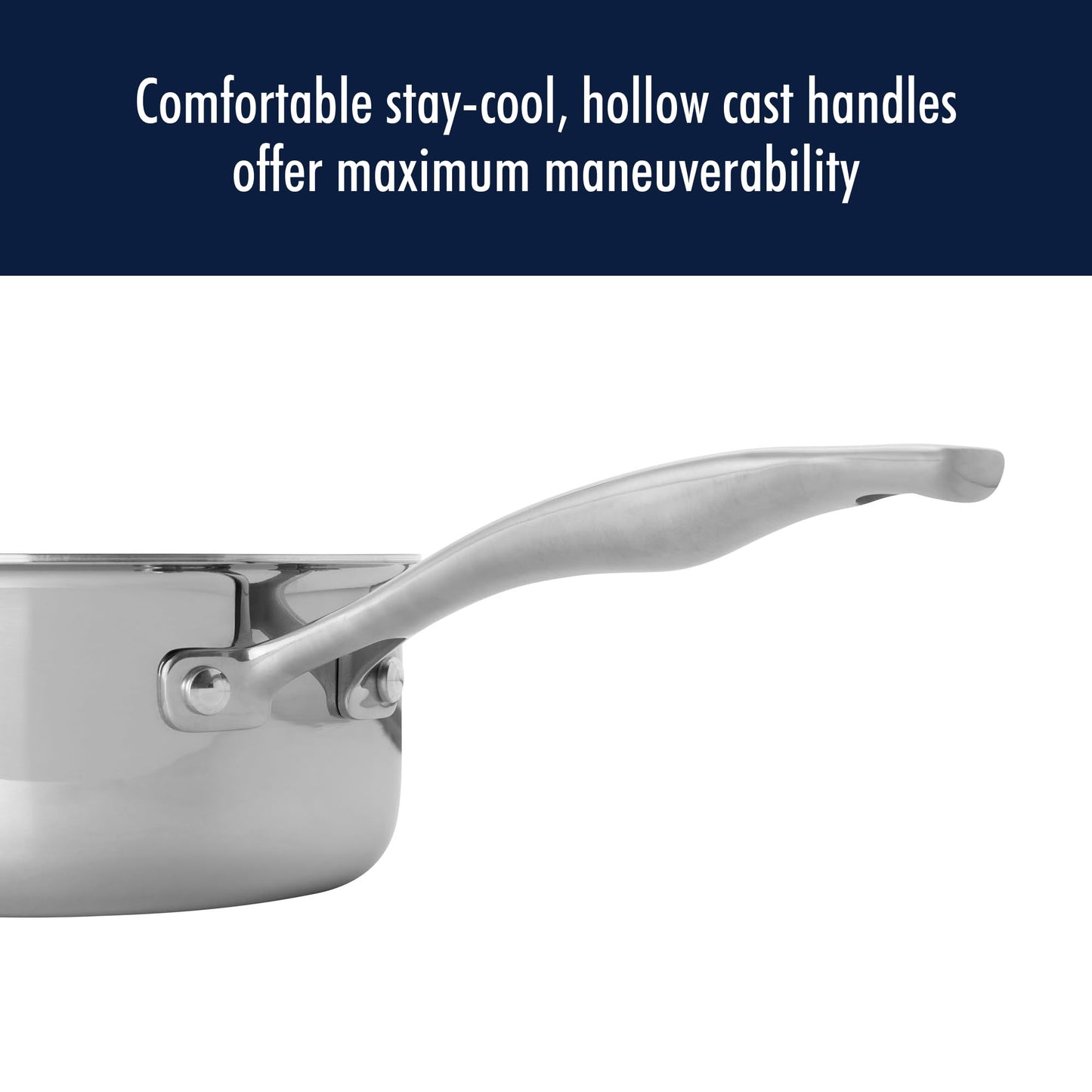 HENCKELS Clad H3 2-qt Saucepan, Induction Pan, Stainless Steel, Durable and Easy to clean