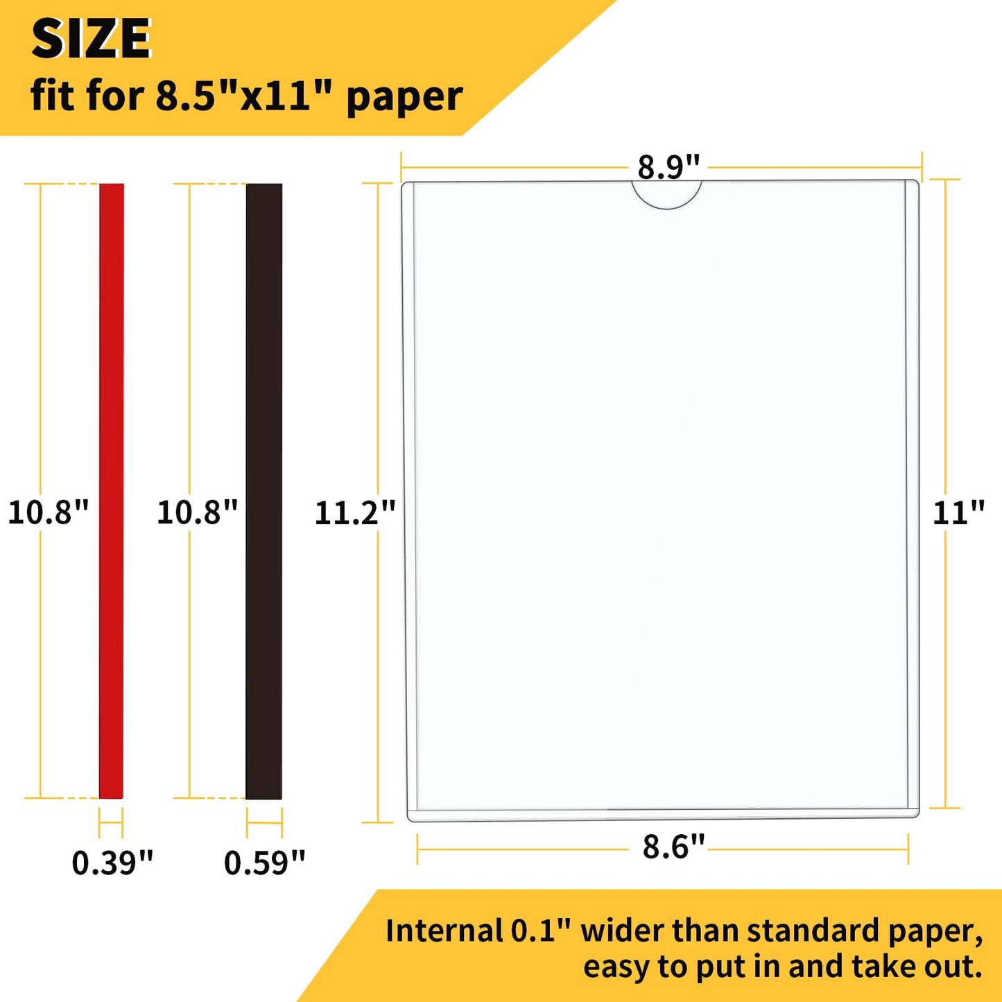 PUJIANG 20 Pack Magnetic Sign Holder 8.5 x 11 - Wall Sign Holder Rigid Plastic Sign Holder with Magnet Strips and Adhesive Strips - Magnetic Display Frame Door Sign Holder