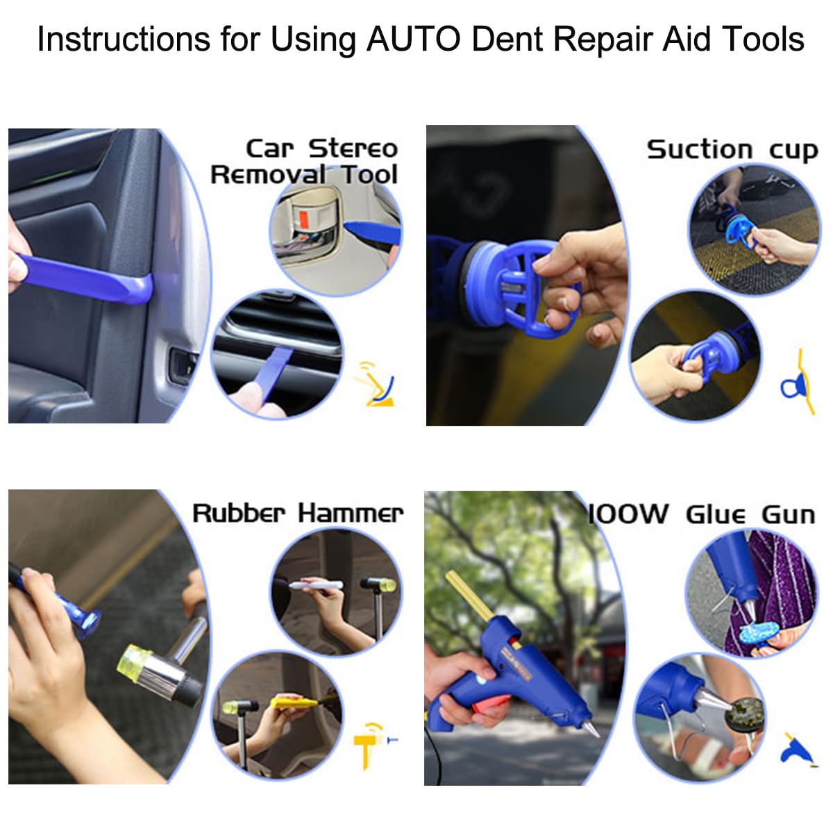 Super PDR Car Dent Repair Kit – Paintless Dent Puller Tool Set with 2 in 1 Slide Hammer, Glue Gun & New GlueTabs – No Paint Damage DIY Dent Remover for Door Dings, Hail, Hood & Fender Dents