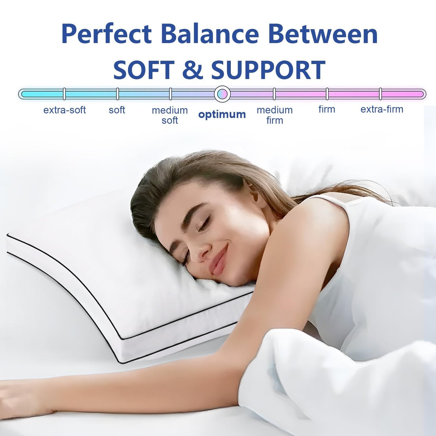 Premium Pillows King Size Set of 2, Fluffy and Supportive 7D Down Alternative Bed Pillows, Luxury Soft Hotel Quality Gusseted Pillow for Side Back Stomach Sleepers, Relief Neck Head and Shoulder Pain