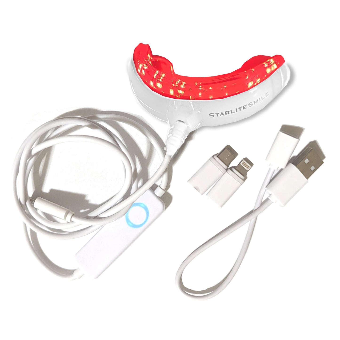 Red Therapy for Gums, Toothache Relief, 32 LED Periodontal Light, Bleeding Gums, Gum Health Red Light, with adapters for USB/C, iPhone, and Android from Starlite Smile